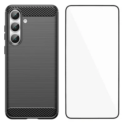 WANLONFENG etui na Samsung Galaxy S26 FE z folią ekranową Seria LS, duża wycięcie obiektywu, matowa tekstura, pokrowiec TPU - Czarny