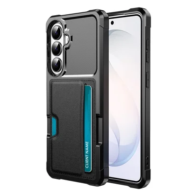 Obudowa do Samsung Galaxy A27 5G z kieszenią na kartę z korekowej skóry + TPU Ochronna obudowa - Czarny