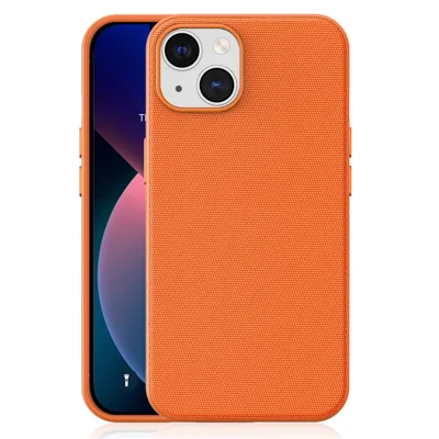 For iPhone 13  /  14 Magnetic Case Tech Fabric Coated TPU + PC Anti-Drop Phone Cover - Orange