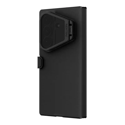 NILLKIN Qin Prop Series for Samsung Galaxy Z Fold8 Ultra Case Camera Cover Kickstand Silicone Leather Phone Cover with Card Slot - Black