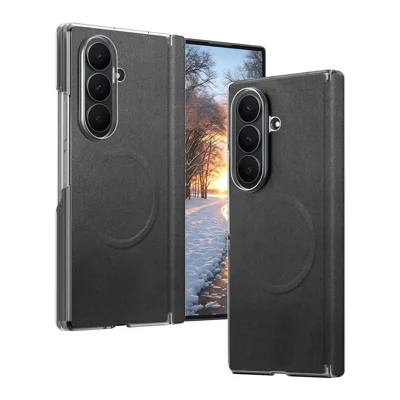 For Samsung Galaxy Z Fold8 Ultra Magnetic Case Dual-Axis Hinge Protection Leather + PC Shockproof Foldable Phone Cover - Sort