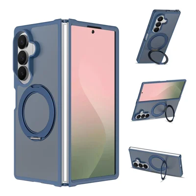 For Samsung Galaxy Z Fold8 Ultra Case Roterende Magnetische Stand TPU + Acryl Huidgevoel Telefoonhoes met Voorframe - Blauw