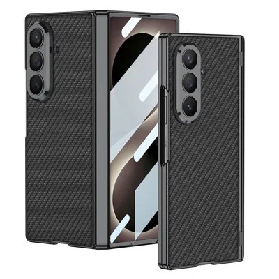GKK pour Samsung Galaxy Z Fold8 Ultra Étui Design magnétique en cuir + protection antichoc en PC avec protecteur d'écran - Texture fibre de carbone