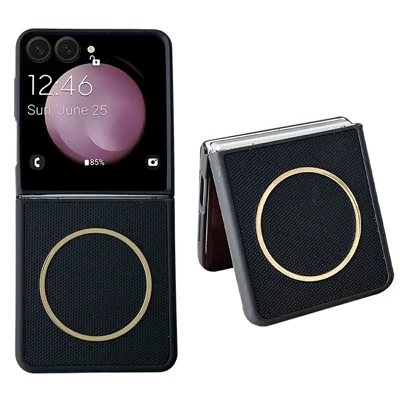For Samsung Galaxy Z Flip8 Magnetic Case Diamond Pattern PC + TPU 2 in 1 Phone Cover - Black