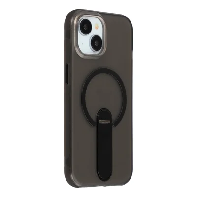 Coque magnétique pour iPhone 14 / 13 avec support rabattable, coque de protection anti-chute en PC + TPU, antidérapante - Noir