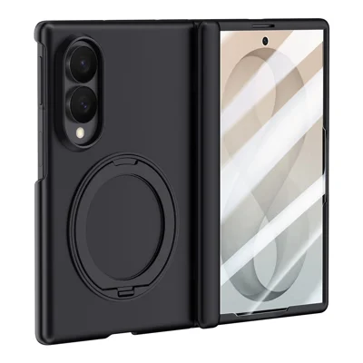 Чехол для Samsung Galaxy Z Fold8 с подставкой, тактильным покрытием, из поликарбоната, с встроенным защитным стеклом - Черный