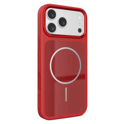 For iPhone 18 Pro Max / 17 Pro Max Magnetic Case PC + TPU Shockproof Anti-Scratch Phone Cover with Metal Lens Frame - Red