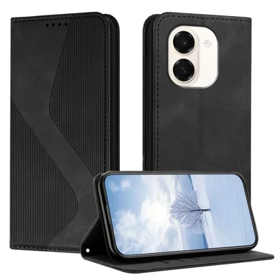  For Honor Play 80 Plus 5G / Honor X7e 4G Phone Cover Skin-touch Feel Leather Wallet Case with Stand - Black