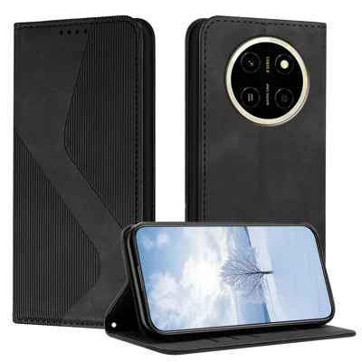 Etui skórzane z portfelem i podstawką do Honor X80 Pro Max 5G, pokrywa z magnesem, dotykowe wnętrze, kolor czarny
