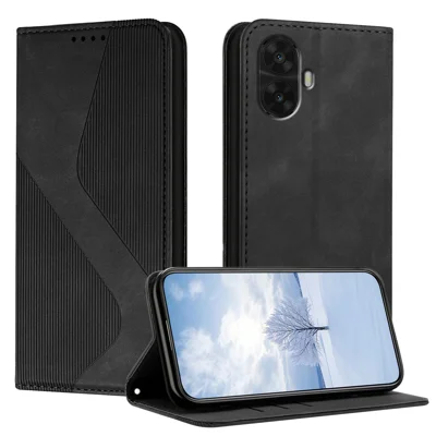 For TCL K70 Nxtpaper 5G Phone Cover Skin-touch Feel Leather Wallet Case with Stand - Black