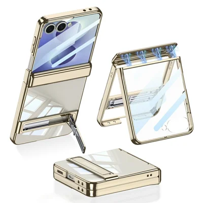 GKK Custodia per Samsung Galaxy Z Fold8 Protezione Magnetica per Cerniera in PC e Vetro Temperato con Supporto Integrato - Oro Champagne