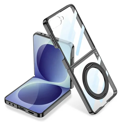 GKK For Samsung Galaxy Z Flip8 Case Kickstand Hard PC Phone Back Cover with Screen Film - Black