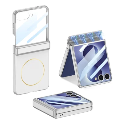GKK For Samsung Galaxy Z Flip8 Magnetic Case Hinge Protection PC Phone Cover with Screen Film - Silver