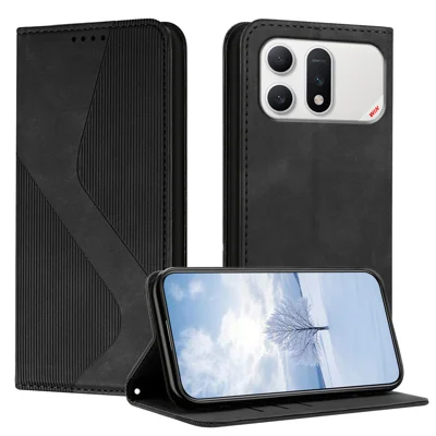  For Honor Win Turbo 5G Phone Cover Skin-touch Feel Leather Wallet Case with Stand - Black