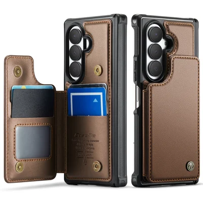  CASEME for Samsung Galaxy Z Fold8 Ultra Case with RFID Blocking 5 Card Slots  C22 Leather Back Cover - Brown