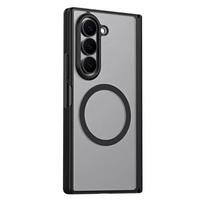 For Samsung Galaxy Z Fold6 5G Case Hard PC Matte Phone Cover with Built-in Tempered Glass Film - Black