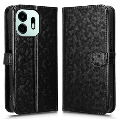 Voor OnePlus N6 4G portefeuillehoesje met stippenpatroon imitatie lederen telefoonhoesje met polsbandje - Zwart