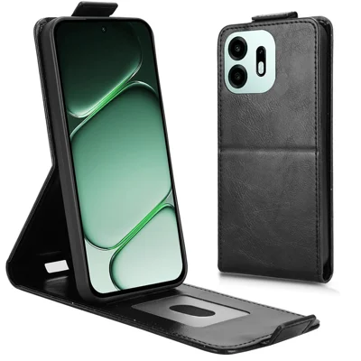For OnePlus N6 4G Stand Case Magnetic Clasp Vertical Flip Leather Phone Cover with Card Holder - Black