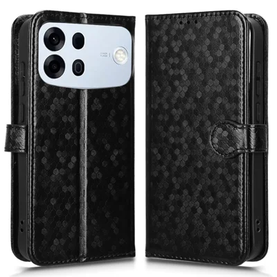 Etui portfelowe z wzorem kropek dla Oppo A7 Pro Max 5G, pokrowiec z syntetycznej skóry PU z uchwytem na rękę - czarny