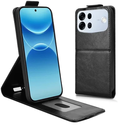 Etui z uchwytem magnetycznym do Oppo A7 Pro Max 5G, pionowe etui skórzane z zamkiem magnetycznym i uchwytem na kartę - Czarny