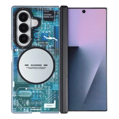 YOUNGKIT Technology Serie für Samsung Galaxy Z Fold8 Ultra Magnetische Hülle Hart-PC IMD Handy-Schutzhülle - Grau