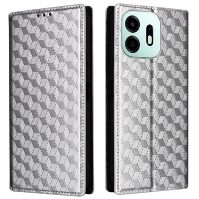 Walletcase met ruitpatroon voor OnePlus N6 4G van imitatieleer - Zilver