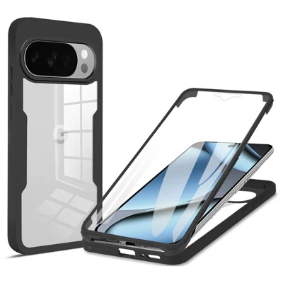 For Google Pixel 10 Pro  /  Google Pixel 10 Phone Case Acrylic + TPU Clear Phone Cover with PET Screen Film - Black