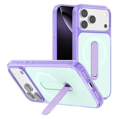 For iPhone 18 Pro / 17 Pro Magnetisk Case med Roterende Stand TPU + PC Faldbeskyttelse Telefonbeskyttelse - Lilla