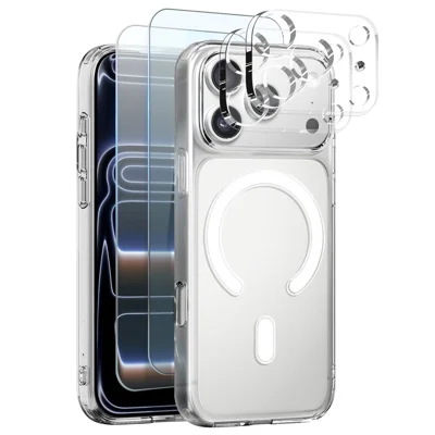 NORTHJO 5 in 1 Set voor iPhone 18 Pro Max Magnetische Case PC + TPU Telefoonhoes met 2 Voorste Screenprotector + 2 Lensfilm