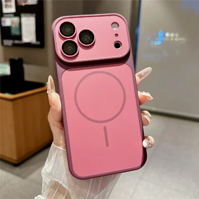 Для iPhone 18 Pro Max / 17 Pro Max Магнитный чехол Матовая текстура PC + TPU Противоударный чехол для телефона - Вишнёвый красный