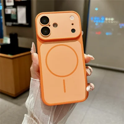 For iPhone 17 Magnetic Case Matte Skin Touch PC + TPU Shockproof Phone Cover - Orange