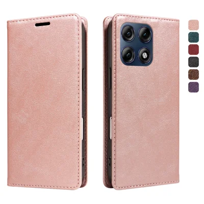 Étui portefeuille pour Motorola Edge 70 Pro 5G avec blocage RFID, fente pour cartes, support, fermeture magnétique, housse en cuir - Rose doré
