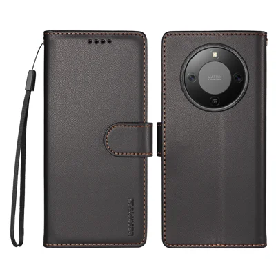 BETOPNICE voor Honor X9d 5G / Honor Magic8 Lite 5G / Honor X70 5G 006 Hoesje RFID-blokkering Portemonnee Stand Leren Telefoonhoes met Polsband - Zwart