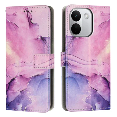 For Xiaomi Redmi Note 17 Pro Max 5G / Note 17 Pro+ 5G Stand Case Marble Pattern PU Leather Wallet Phone Cover - Purple