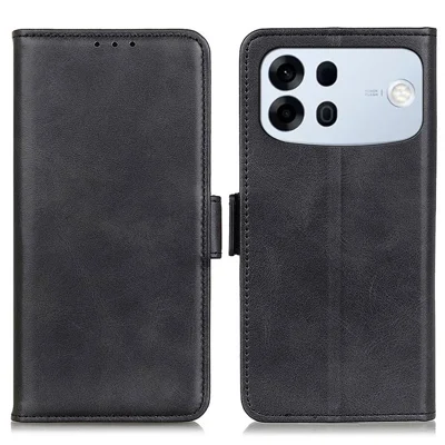 Etui na Oppo A7 Pro Max 5G, etui typu portfel z klapką, tekstura skórzanego krowiego PU, pokrowiec na telefon - Czarny