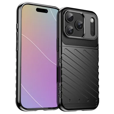 For iPhone 18 Pro / 17 Pro Case Twill-struktur TPU stødfast beskyttende telefondæksel - Sort
