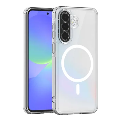 Magnetic Case For Samsung Galaxy A18 4G / A18 5G / A17 4G / A17 5G , Clear Acrylic + TPU Anti-Yellow Phone Protective Cover - Transparent