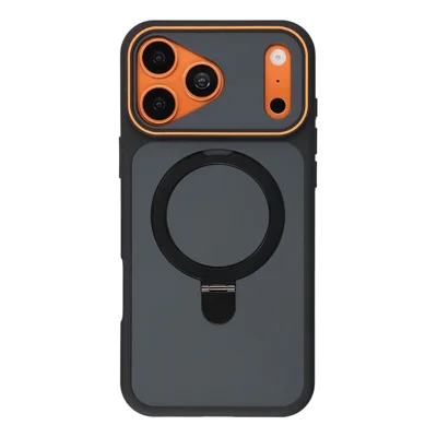 For iPhone 18 Pro Max / 17 Pro Max Case Magnetisk Stand TPU + PC Dobbeltfarvet Telefonbeskyttelsesdæksel - Sort