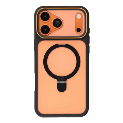 For iPhone 18 Pro / 17 Pro Case Foldable Magnetic Kickstand TPU + PC Anti-Scratch Phone Cover - Black