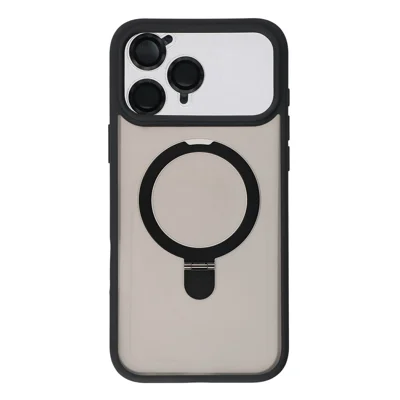 For iPhone 18 Pro / 17 Pro Case Vouwbaar Standaard TPU + PC Matte Telefoonhoes met Cameralensbeschermer - Zwart