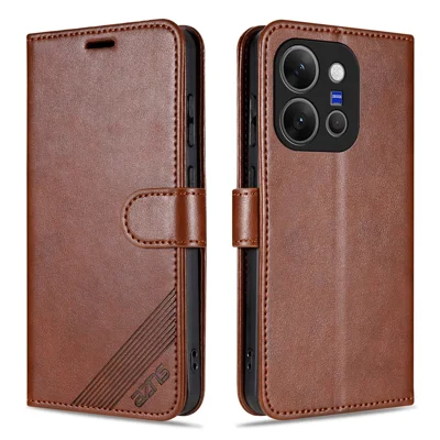 AZNS For vivo X300 E 5G Case Anti-Scratch PU Leather Stand Wallet Phone Cover - Brown