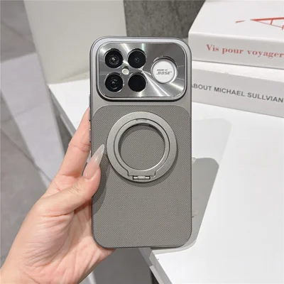 For Xiaomi Redmi K90 Pro Max 5G / Poco F8 Ultra 5G Magnetic Case with Detachable Kickstand Grid Texture Tech Fabric Coated PC + TPU Phone Cover - Grey