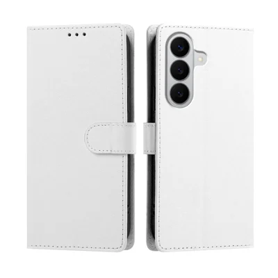 For Samsung Galaxy A27 5G / M47 5G Case Silk Texture PU Leather Wallet Flip Stand Phone Cover with Wrist Strap - White