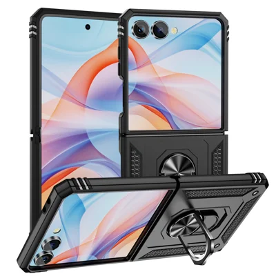  For Samsung Galaxy Z Flip8 Case PC + TPU Phone Cover with Kickstand - Black