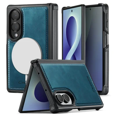 CASEME per Samsung Galaxy Z Fold8 Serie C69 Custodia Magnetica Rivestita in Pelle con Cover in TPU - Verde