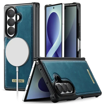  CASEME per Samsung Galaxy Z Fold8 Ultra Serie C69 Custodia Magnetica Rivestita in Pelle con Cover in TPU - Verde
