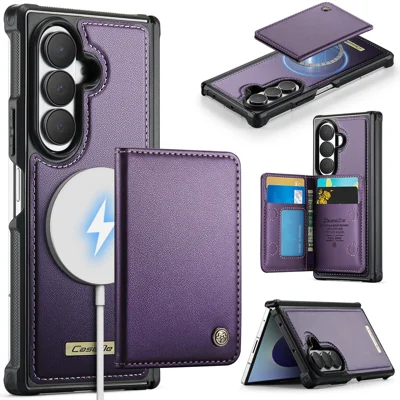  CASEME for Samsung Galaxy Z Fold8 Ultra Magnetic Case  ME80 Series Leather PC TPU Phone Cover with Detachable Wallet - Purple
