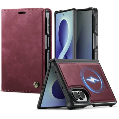  CASEME for Samsung Galaxy Z Fold8 Magnetic Case  C49 RFID Blocking Detachable Wallet Leather Phone Cover - Red