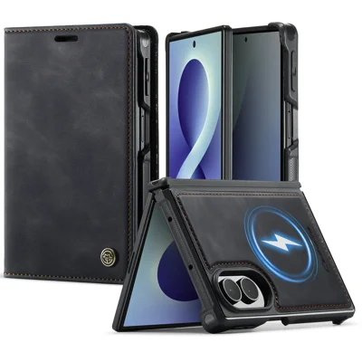  CASEME for Samsung Galaxy Z Fold8 Magnetic Case  C49 RFID Blocking Detachable Wallet Leather Phone Cover - Black