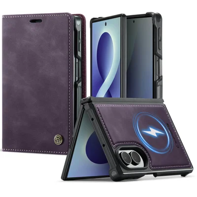  CASEME for Samsung Galaxy Z Fold8 Magnetic Case  C49 RFID Blocking Detachable Wallet Leather Phone Cover - Purple